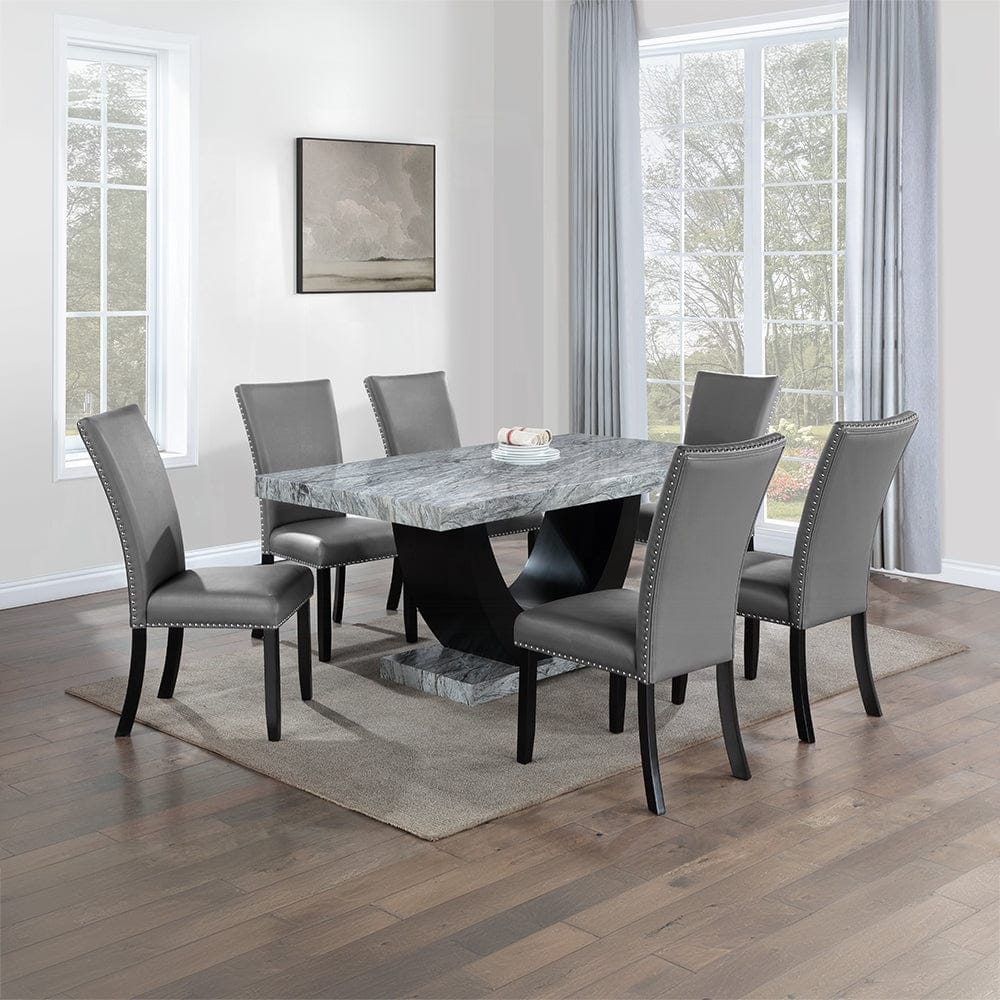 ACME Furniture - Caralin Side Chair (Set of 2) - Gray Synthetic Leather & Black Finish - DN03706 view 7