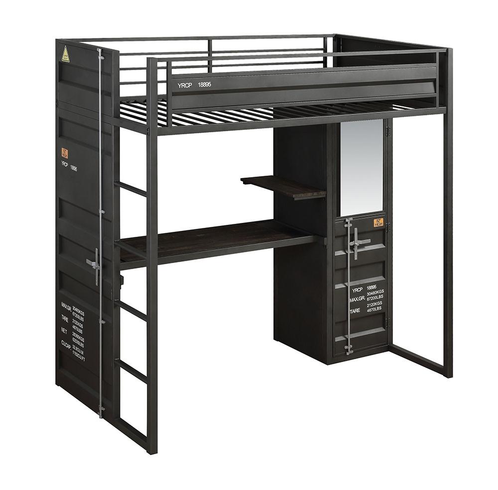 ACME Furniture - Cargo Twin Loft Bed w/Desk & Wardrobe - Gunmetal Finish - 37965 veiw 1