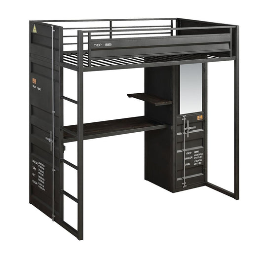 ACME Furniture - Cargo Twin Loft Bed w/Desk & Wardrobe - Gunmetal Finish - 37965 veiw 1