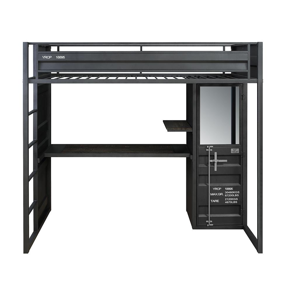 ACME Furniture - Cargo Twin Loft Bed w/Desk & Wardrobe - Gunmetal Finish - 37965 veiw 2