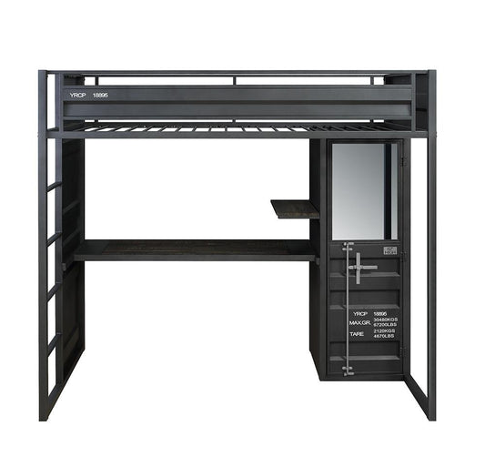 ACME Furniture - Cargo Twin Loft Bed w/Desk & Wardrobe - Gunmetal Finish - 37965 veiw 2