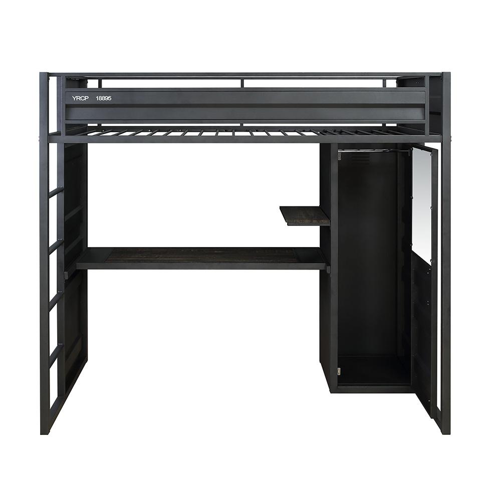 ACME Furniture - Cargo Twin Loft Bed w/Desk & Wardrobe - Gunmetal Finish - 37965 veiw 3
