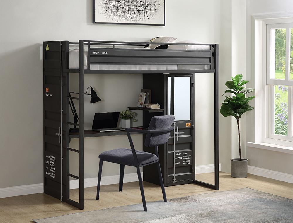 ACME Furniture - Cargo Twin Loft Bed w/Desk & Wardrobe - Gunmetal Finish - 37965 veiw 5