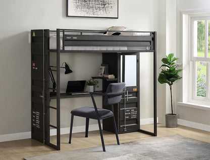 ACME Furniture - Cargo Twin Loft Bed w/Desk & Wardrobe - Gunmetal Finish - 37965 veiw 5