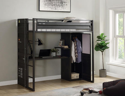 ACME Furniture - Cargo Twin Loft Bed w/Desk & Wardrobe - Gunmetal Finish - 37965 veiw 6