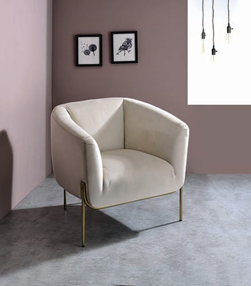ACME Furniture - Carlson - Accent Chair - Beige Velvet & Gold - 59792 view 5