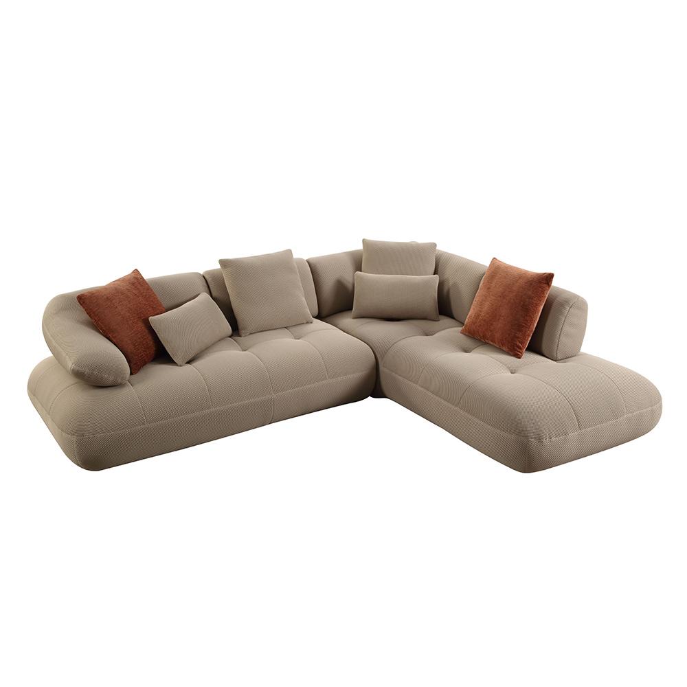ACME Furniture - Carrick Sectional Sofa w/6 Pillows - Beige Sandwich Mesh Fabric - LV03920 veiw 1