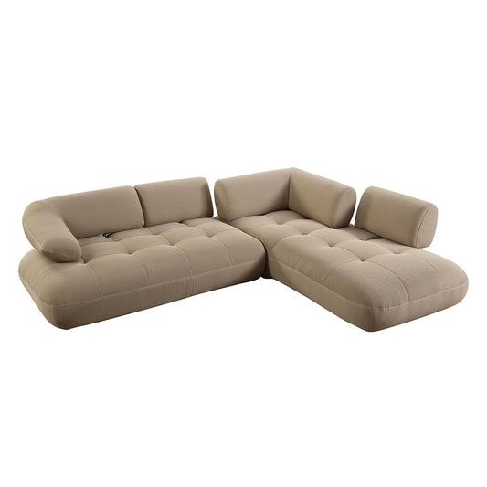 ACME Furniture - Carrick Sectional Sofa w/6 Pillows - Beige Sandwich Mesh Fabric - LV03920 veiw 2