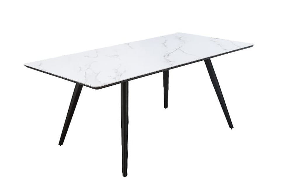 ACME Furniture - Caspian - Dining Table - White Printed Faux Marble Top & Black Finish - 74010 view 1