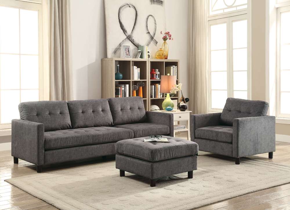 ACME Furniture - Ceasar Reversible Sectional Sofa & Ottoman - 53315 veiw 1