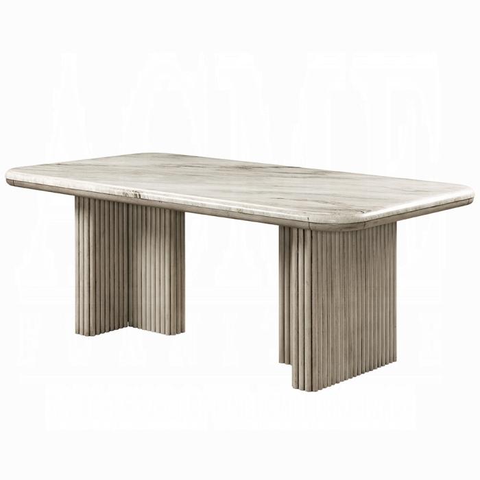 ACME Furniture - Charity Dining Table - Natural Marble Top & Gray Oak Finish - DN03085 veiw 1