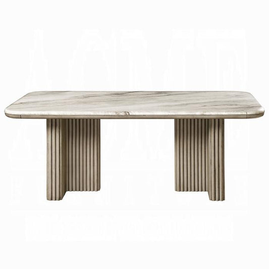 ACME Furniture - Charity Dining Table - Natural Marble Top & Gray Oak Finish - DN03085 veiw 2