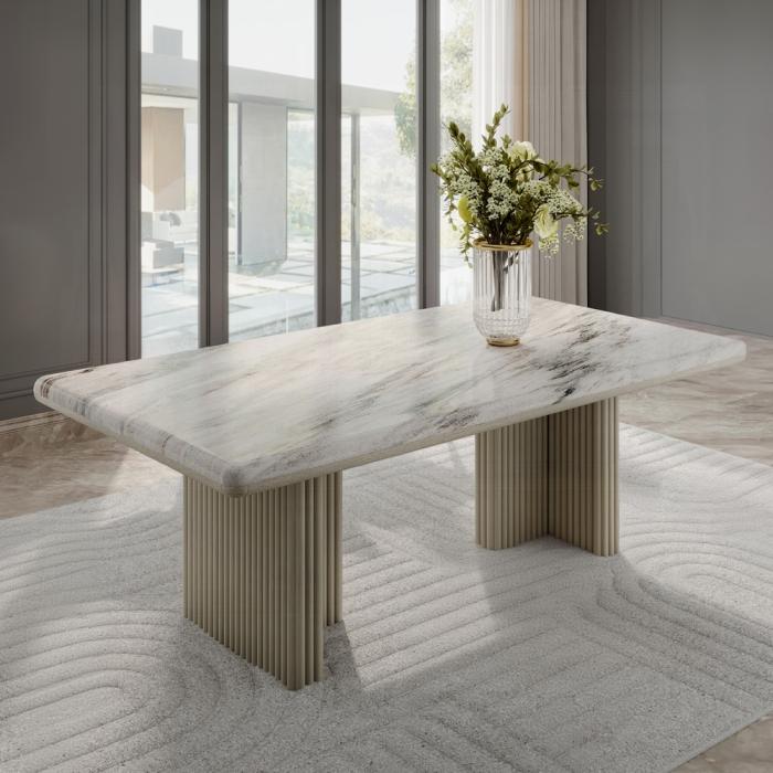 ACME Furniture - Charity Dining Table - Natural Marble Top & Gray Oak Finish - DN03085 veiw 3