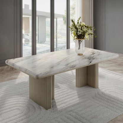 ACME Furniture - Charity Dining Table - Natural Marble Top & Gray Oak Finish - DN03085 veiw 3