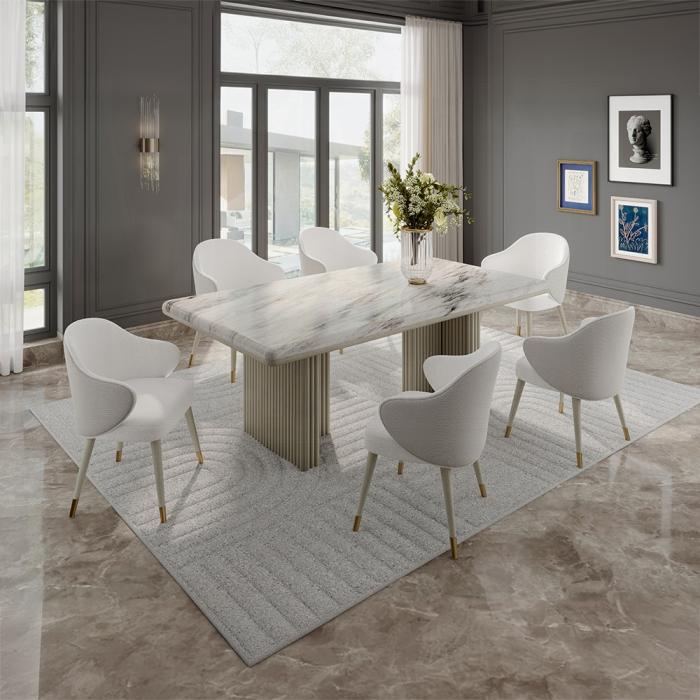 ACME Furniture - Charity Dining Table - Natural Marble Top & Gray Oak Finish - DN03085 veiw 4