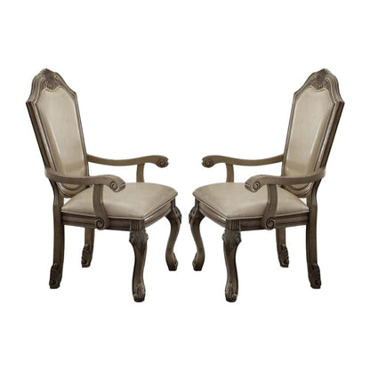 ACME Furniture - Chateau de Ville Arm Chair (Set of 2) - Synthetic Leather & Antique White - 64068A veiw 1