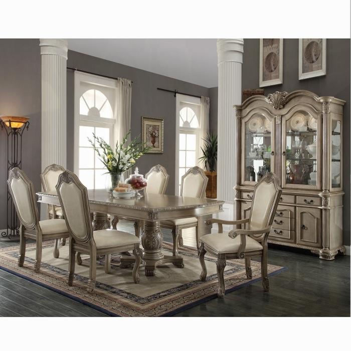ACME Furniture - Chateau de Ville Arm Chair (Set of 2) - Synthetic Leather & Antique White - 64068A veiw 4
