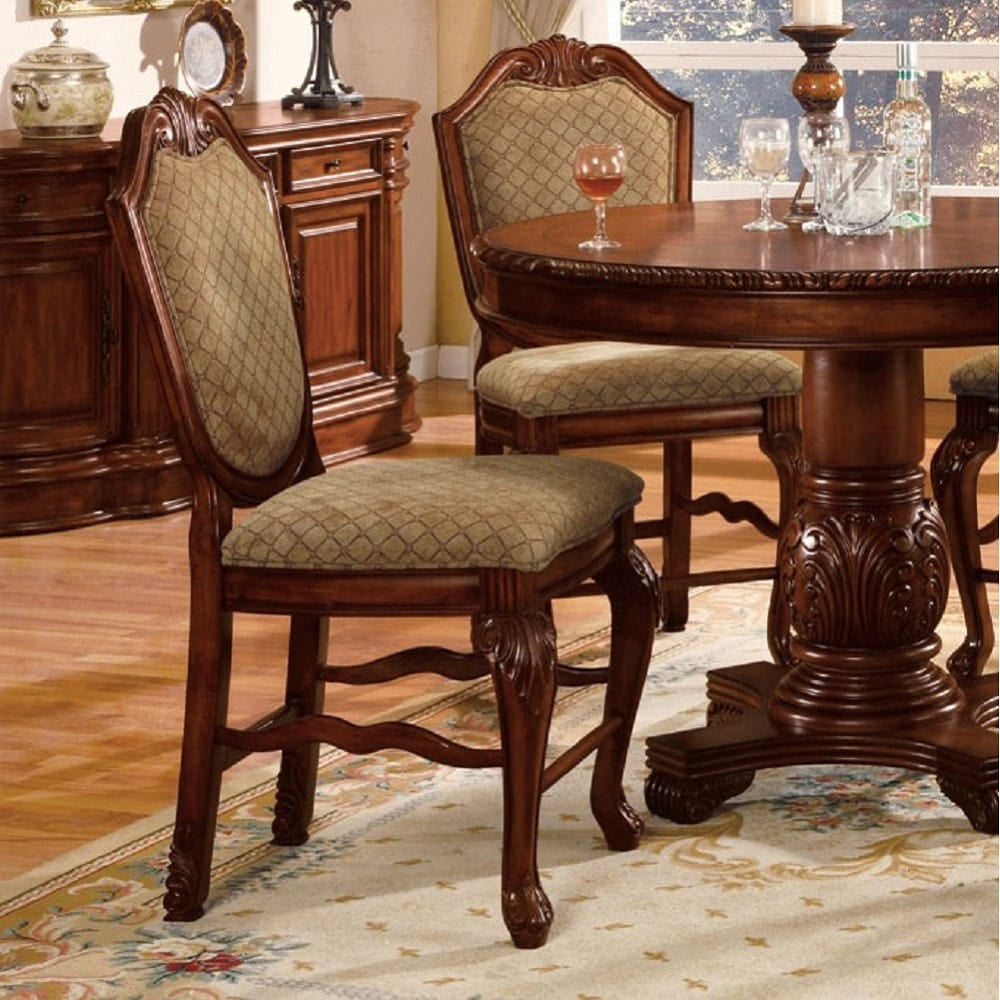 ACME Furniture - Chateau De Ville - Counter Height Chair (Set of 2) - Fabric & Cherry - 4084 view 2