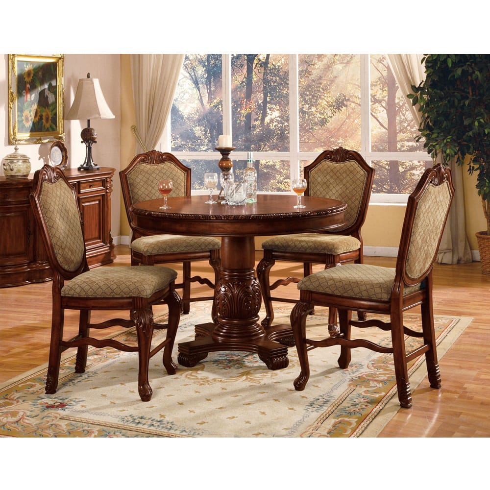ACME Furniture - Chateau De Ville - Counter Height Chair (Set of 2) - Fabric & Cherry - 4084 view 3