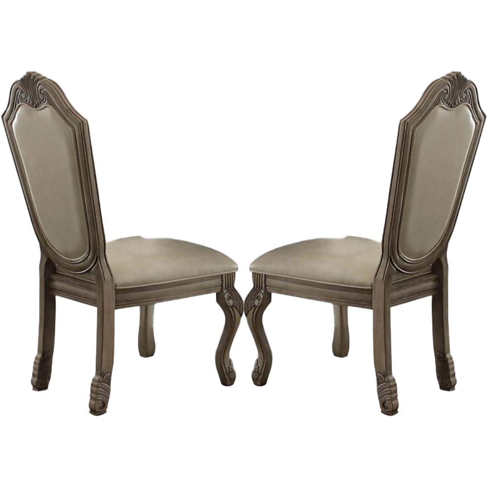 ACME Furniture - Chateau de Ville Side Chair (Set of 2) - Synthetic Leather & Antique White - 64067A veiw 1