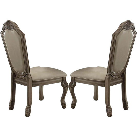 ACME Furniture - Chateau de Ville Side Chair (Set of 2) - Synthetic Leather & Antique White - 64067A veiw 1