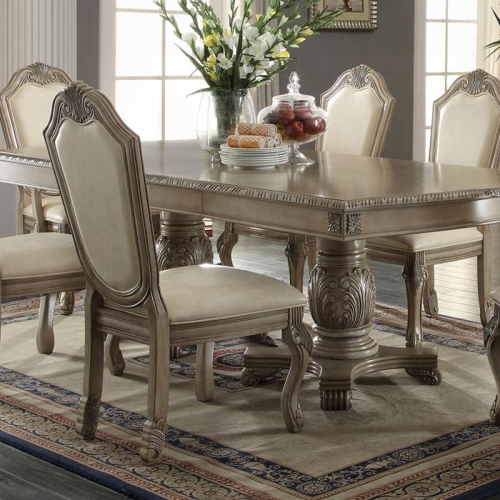 ACME Furniture - Chateau de Ville Side Chair (Set of 2) - Synthetic Leather & Antique White - 64067A veiw 4