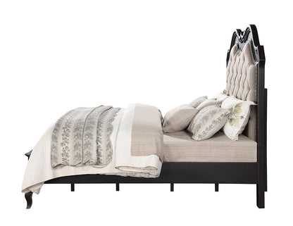 ACME Furniture - Chelmsford Eastern King Bed - Beige Fabric & Antique Black Finish - BD02295EK view 2