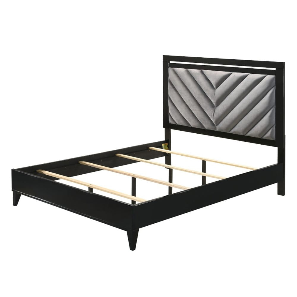 ACME Furniture - Chelsie - Queen Bed - Gray Fabric & Black  - 27410Q view 1