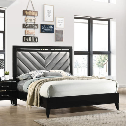 ACME Furniture - Chelsie - Queen Bed - Gray Fabric & Black  - 27410Q view 3