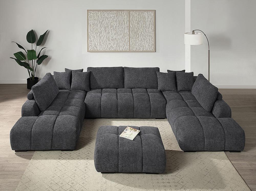 ACME Furniture - Chloris Sectional Sofa w/6 Pillows - Gray Chenille - LV02840 veiw 6