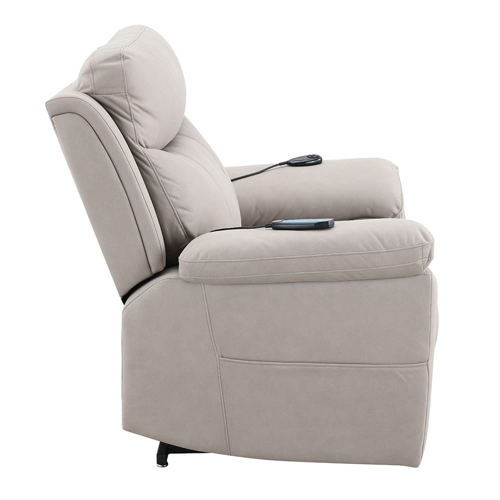 ACME Furniture - Chriki - Power Recliner w/Lift & Heating & Massage - Light Gray Polished Microfiber - LV04272A view 3