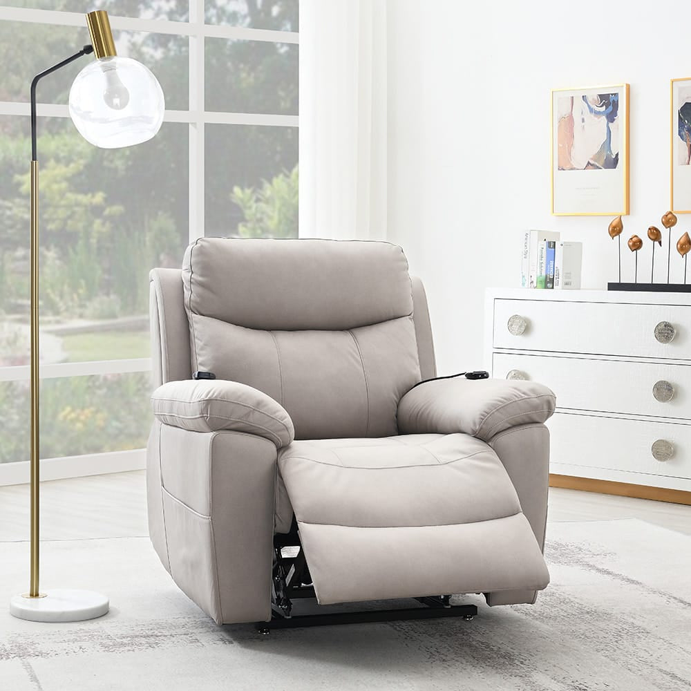 ACME Furniture - Chriki - Power Recliner w/Lift & Heating & Massage - Light Gray Polished Microfiber - LV04272A view 12