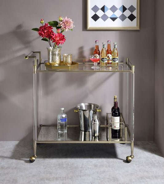 ACME Furniture - Cirro Serving Cart - Antique Mirror & Wire Brass - AC00160 view 2