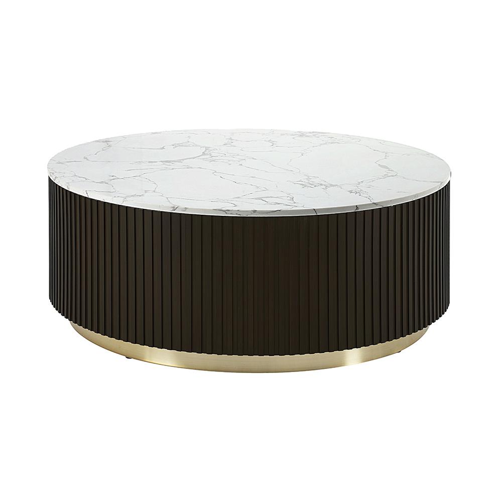 ACME Furniture - Clayten Coffee Table - White Natural Marble Top & Espreeso Finish - LV03945 veiw 1