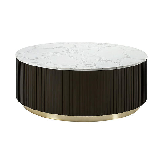 ACME Furniture - Clayten Coffee Table - White Natural Marble Top & Espreeso Finish - LV03945 view 1