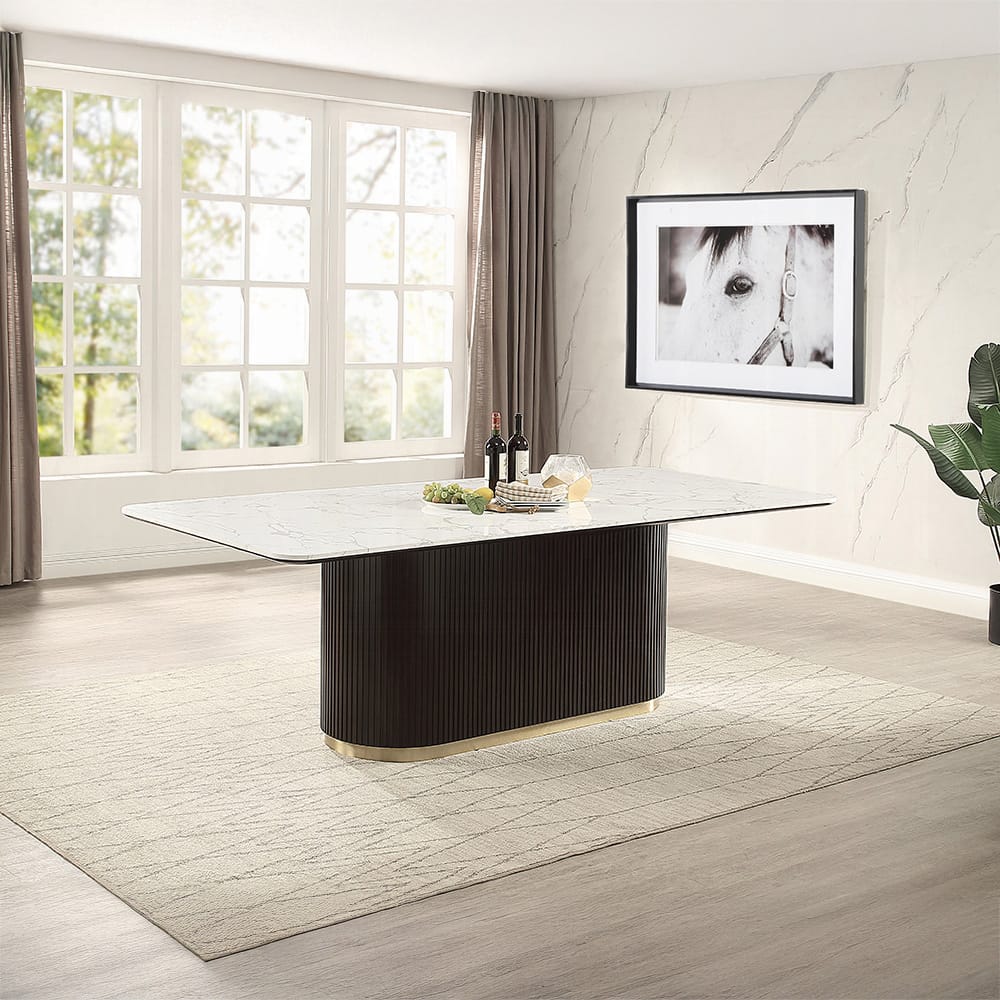 ACME Furniture - Clayten - Dining Table w/Marble Top - Engineering Marble Top & Espresso  - DN06160 view 4