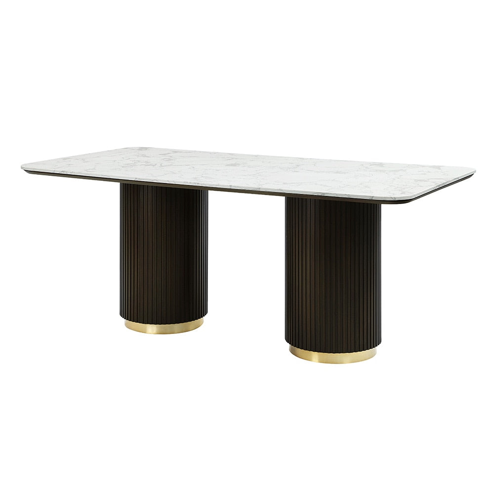 ACME Furniture - Clayten Dining Table w/Marble Top - White Natural Marble Top & Espreeso Finish - DN03940 view 1