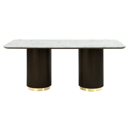 ACME Furniture - Clayten Dining Table w/Marble Top - White Natural Marble Top & Espreeso Finish - DN03940 view 2