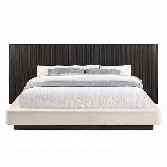 ACME Furniture - Clayten - Eastern King Bed - Beige Linen & Espresso  - BD04241EK view 2