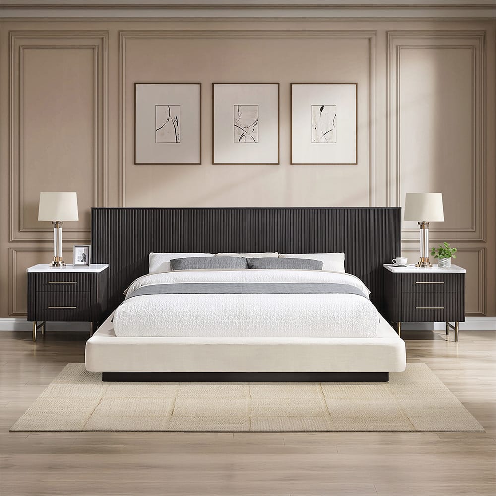 ACME Furniture - Clayten - Eastern King Bed - Beige Linen & Espresso  - BD04241EK view 5