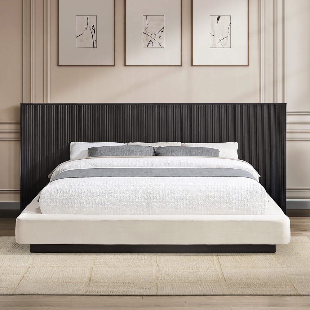 ACME Furniture - Clayten - Eastern King Bed - Beige Linen & Espresso  - BD04241EK view 6