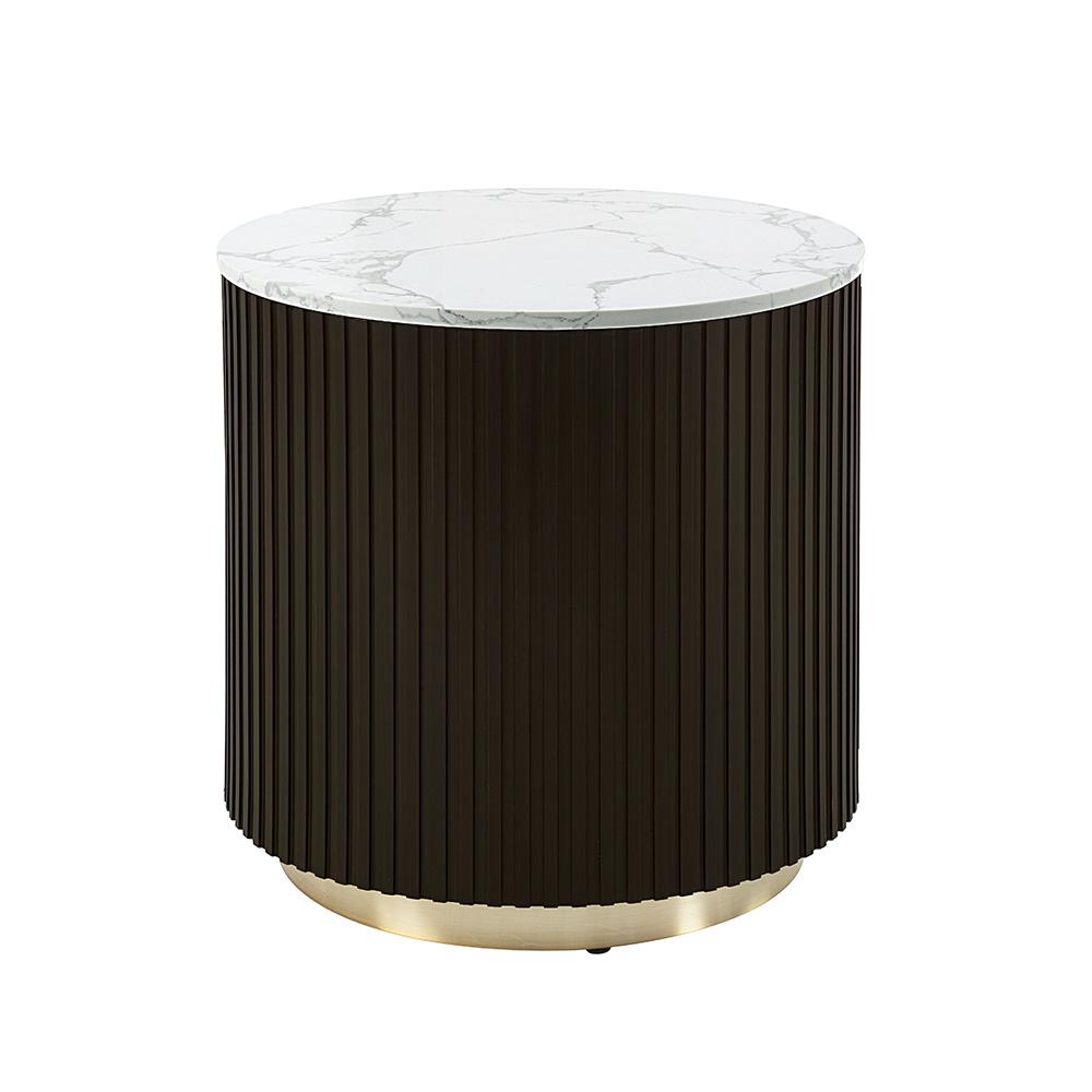 ACME Furniture - Clayten End Table - White Natural Marble Top & Espreeso Finish - LV03946 view 1