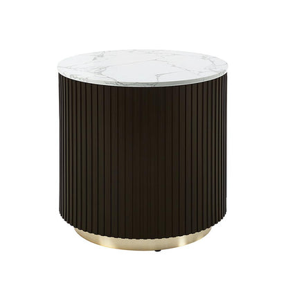 ACME Furniture - Clayten End Table - White Natural Marble Top & Espreeso Finish - LV03946 view 1