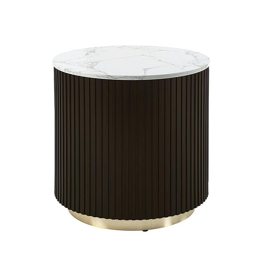 ACME Furniture - Clayten End Table - White Natural Marble Top & Espreeso Finish - LV03946 view 1