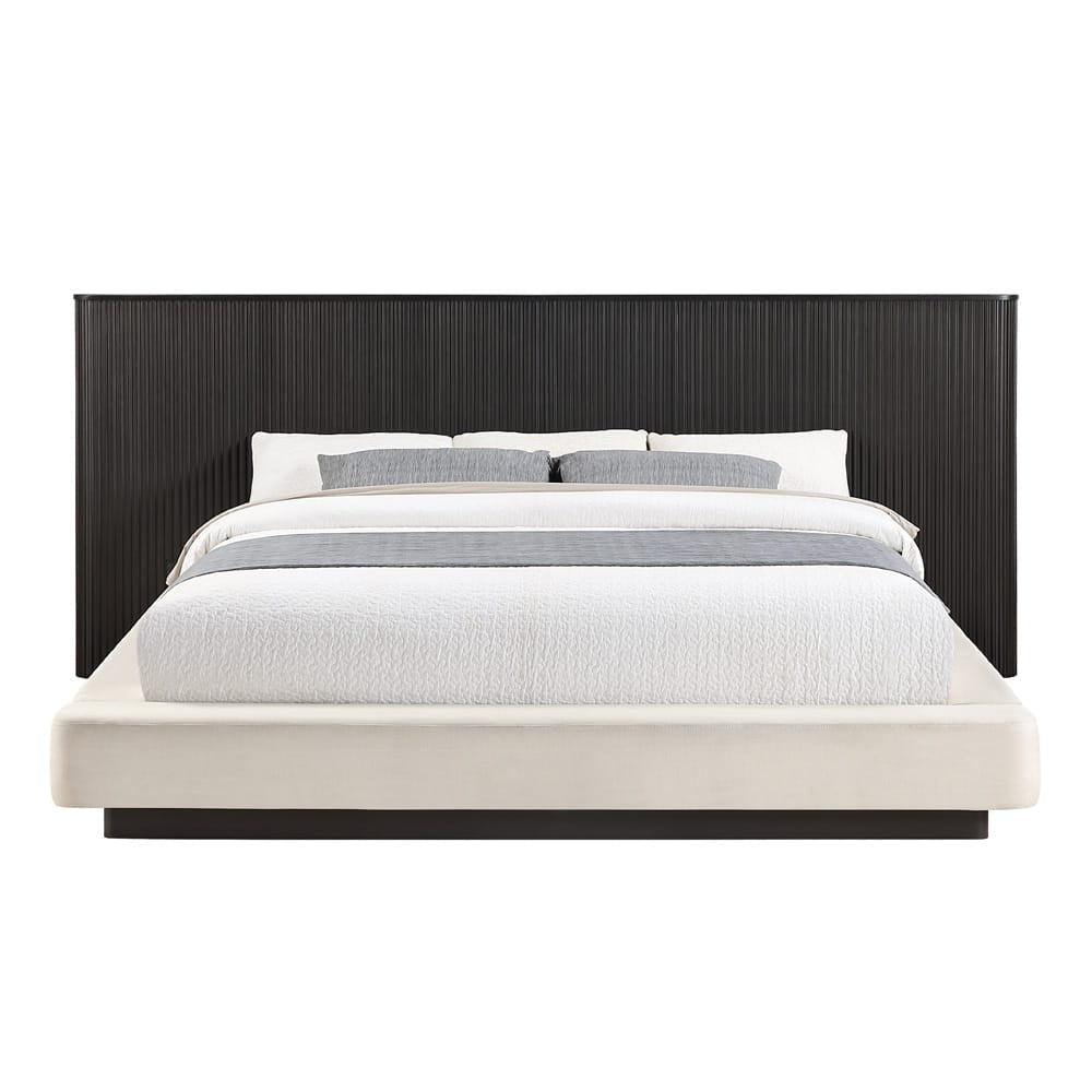 ACME Furniture - Clayten - Queen Bed - Beige Linen & Espresso  - BD04242Q view 2