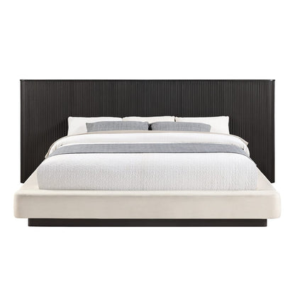 ACME Furniture - Clayten - Queen Bed - Beige Linen & Espresso  - BD04242Q view 2
