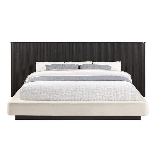 ACME Furniture - Clayten - Queen Bed - Beige Linen & Espresso  - BD04242Q view 2