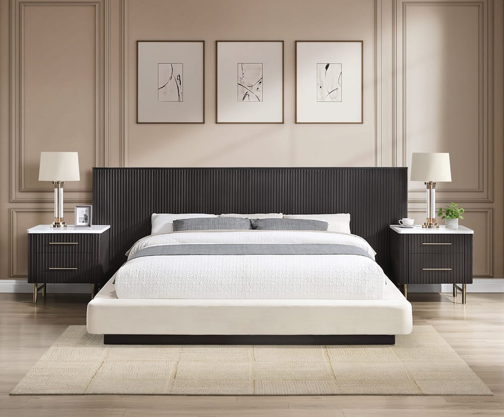 ACME Furniture - Clayten - Queen Bed - Beige Linen & Espresso  - BD04242Q view 5