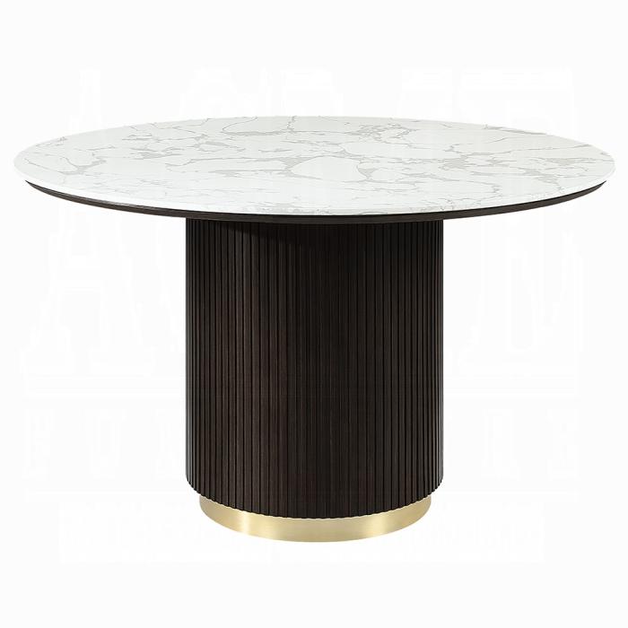 ACME Furniture - Clayten Round Dining Table w/Marble - White Natural Marble Top & Espreeso Finish - DN03950 view 1