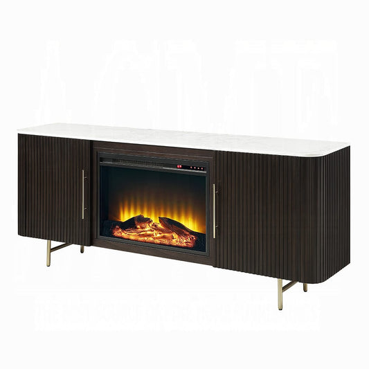 ACME Furniture - Clayten - Server w/Marble Top & Fireplace - White Engineering Marble Top & Espresso  - DN03944 view 1